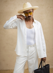 Off White Irish Linen Shirt