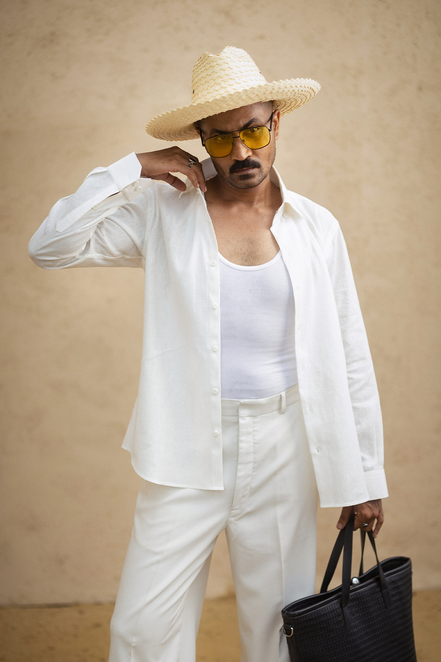 Off White Irish Linen Shirt