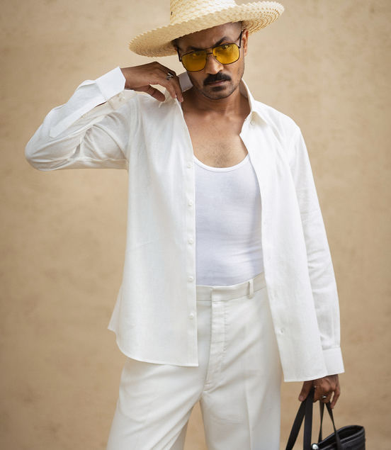 Off White Irish Linen Shirt