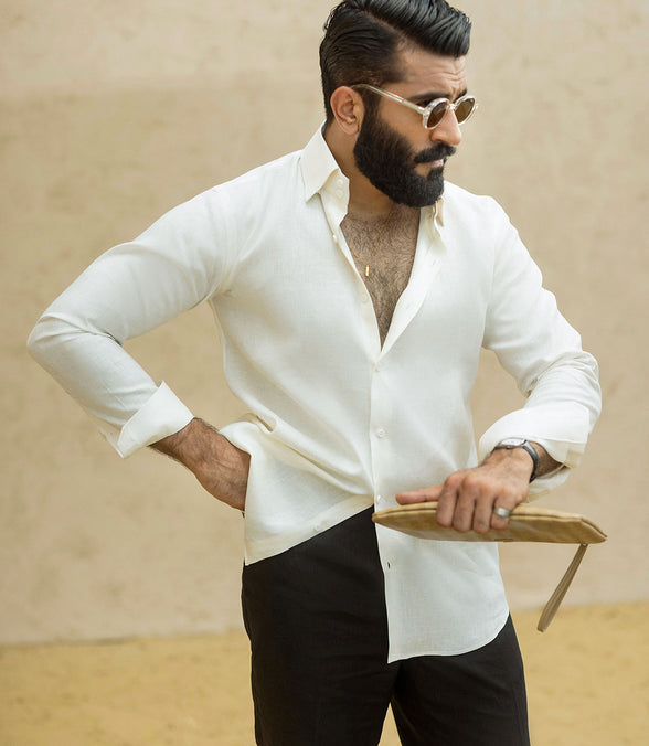 White Irish Linen Shirt