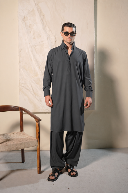 Charcoal Grey Shalwar Kameez