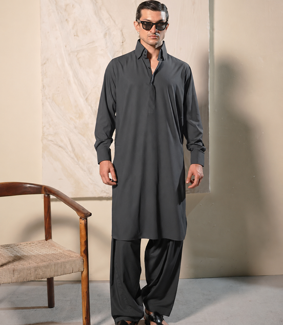 Charcoal Grey Shalwar Kameez