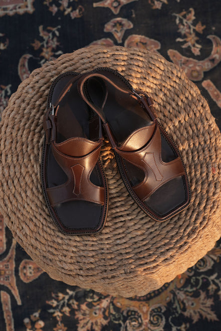 Brown Leather Charsadda Panjedar Chappal