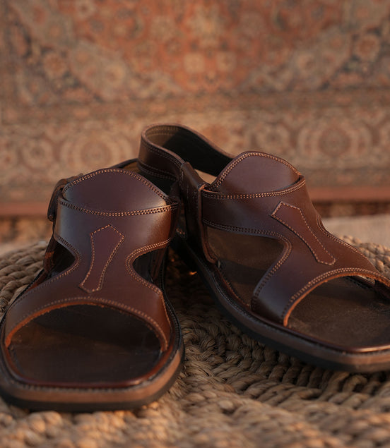 Brown Leather Charsadda Panjedar Chappal