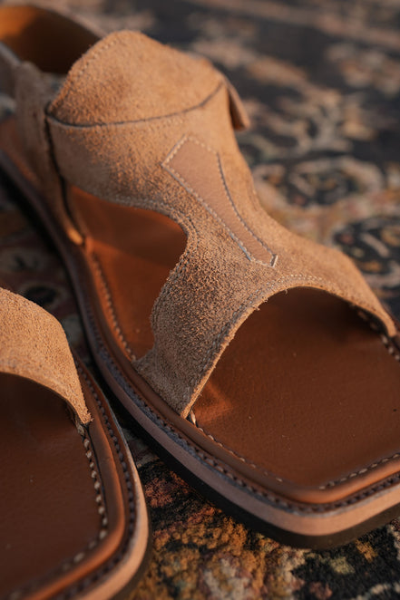 Beige Suede Leather Charsadda Panjedar Chappal
