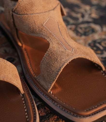 Beige Suede Leather Charsadda Panjedar Chappal