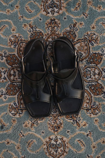 Black Leather Charsadda Panjedar Chappal