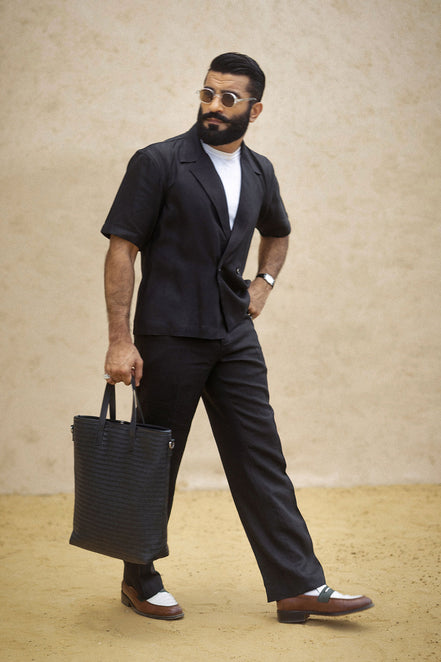 Black Irish Linen Shacket Set