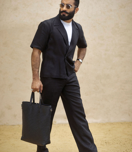 Black Irish Linen Shacket Set