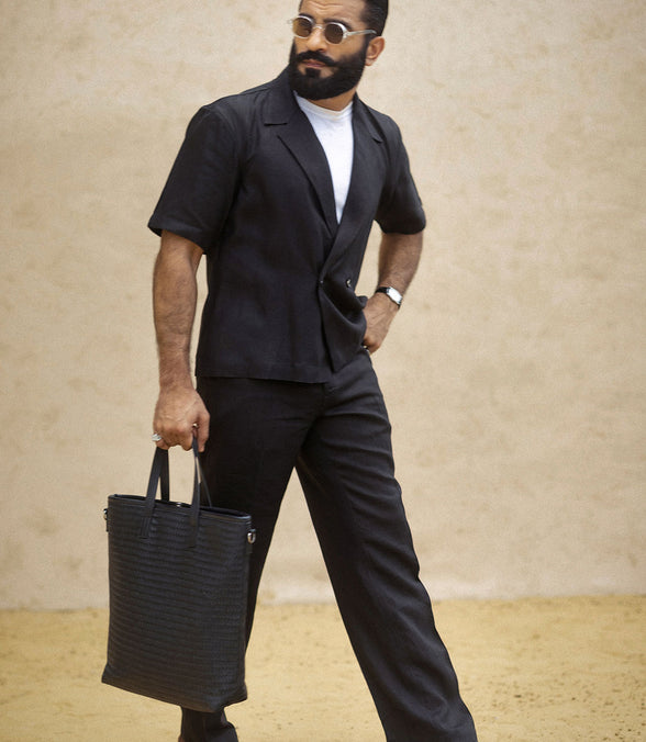 Black Irish Linen Shacket Set