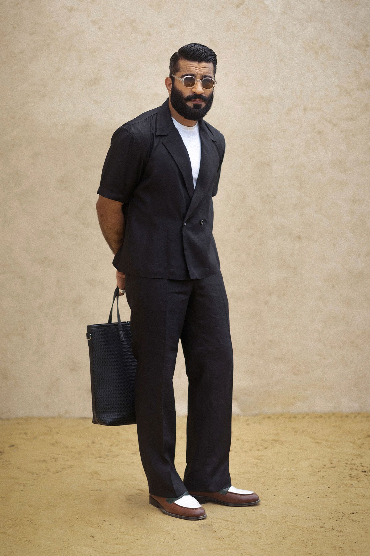 Black Irish Linen Shacket Set