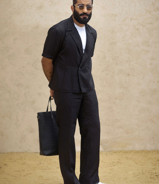 Black Irish Linen Shacket Set