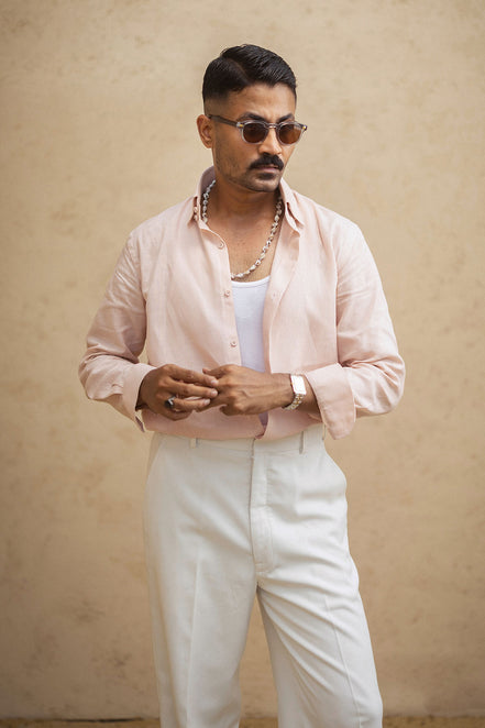 Pink Irish Linen Shirt