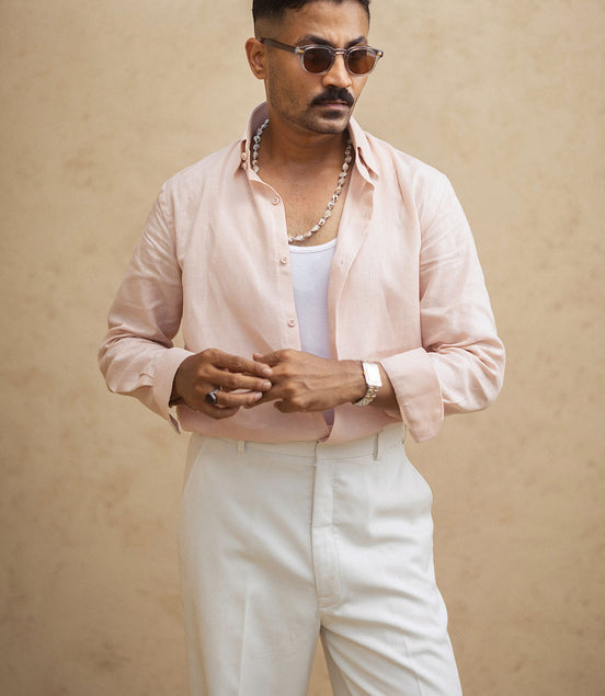 Pink Irish Linen Shirt