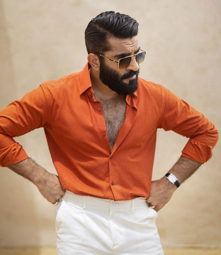 Orange Irish Linen Shirt