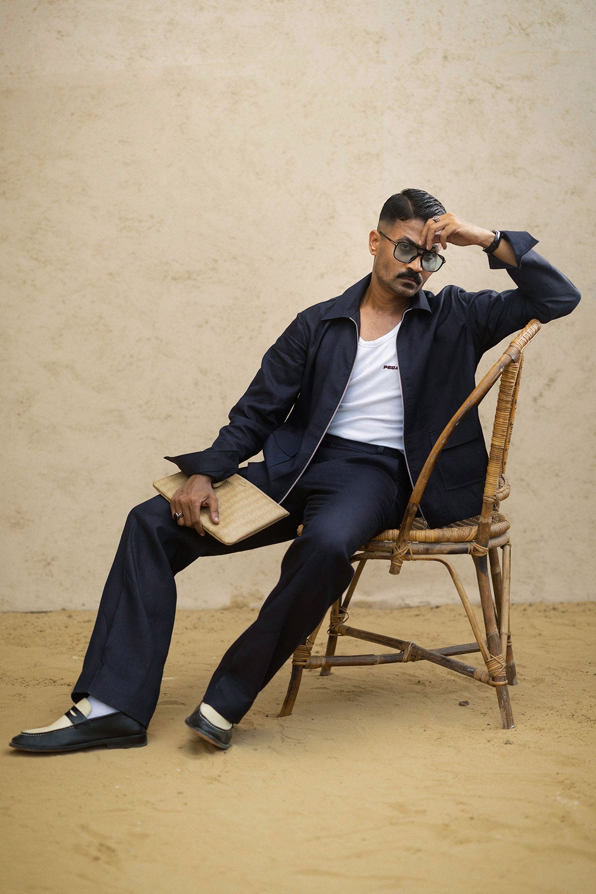 Navy Blue Irish Linen Shacket Set